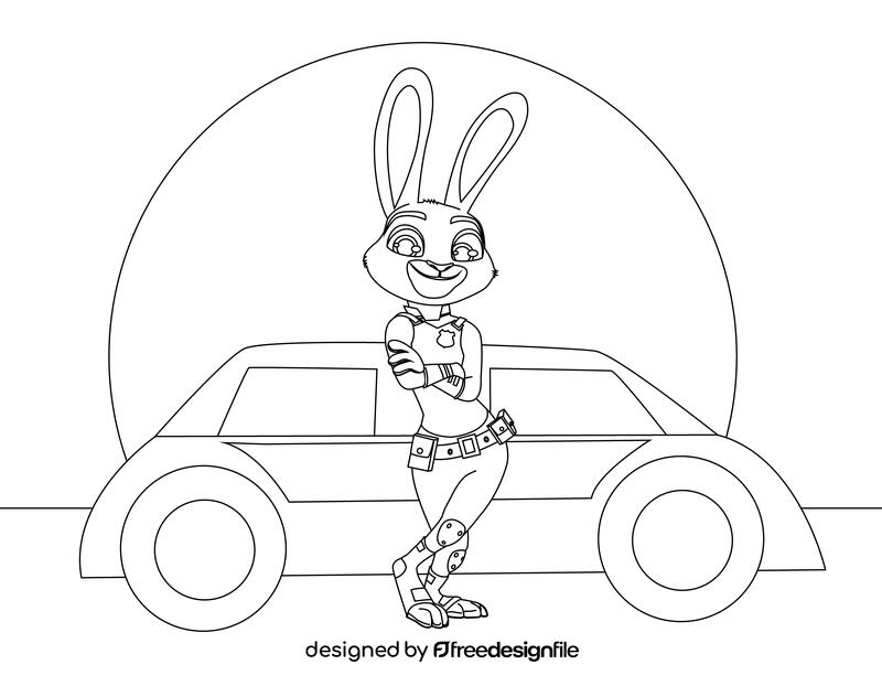 Disney's Zootopia, Judy, rabbit, bunny black and white vector