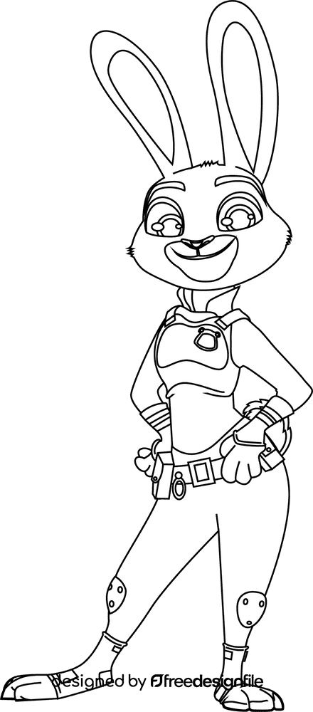 Disney's Zootopia, Judy, rabbit, bunny black and white clipart