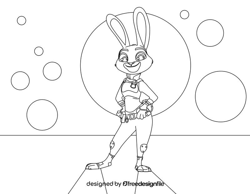 Disney's Zootopia, Judy, rabbit, bunny black and white vector