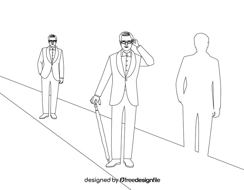 Kingsman with Umbrela black and white vector