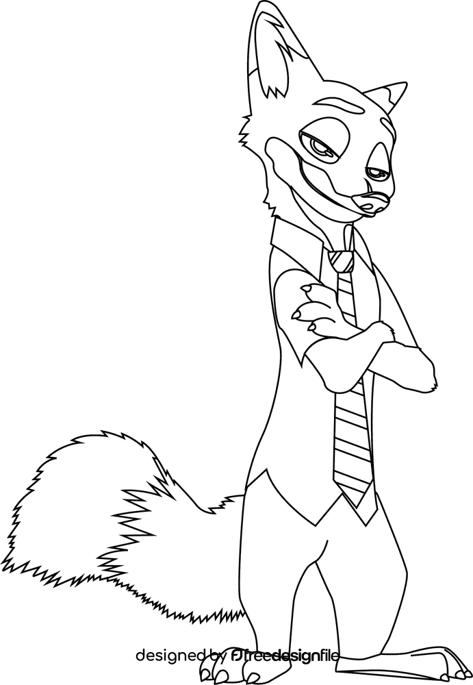 Nick Fox Zootopia black and white clipart