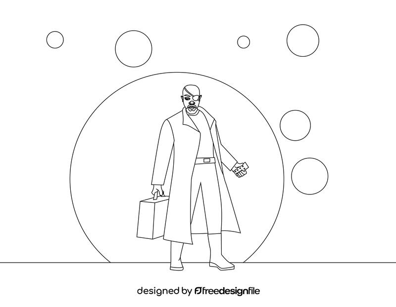 Nick Fury, Marvel, Avengers black and white vector