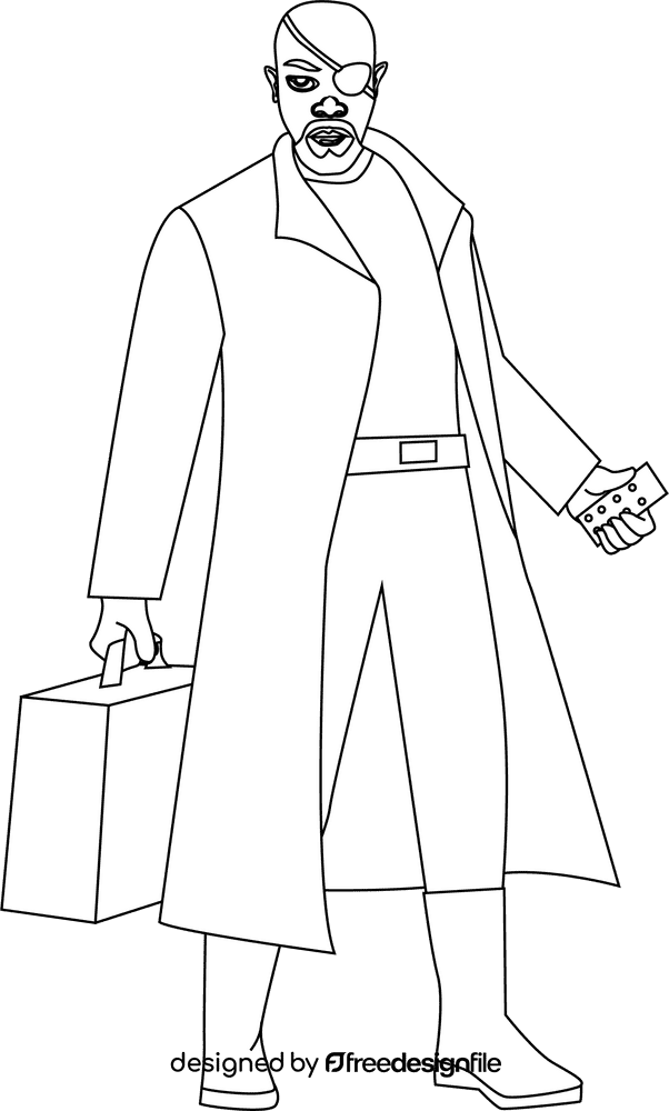 Nick Fury Avengers black and white clipart