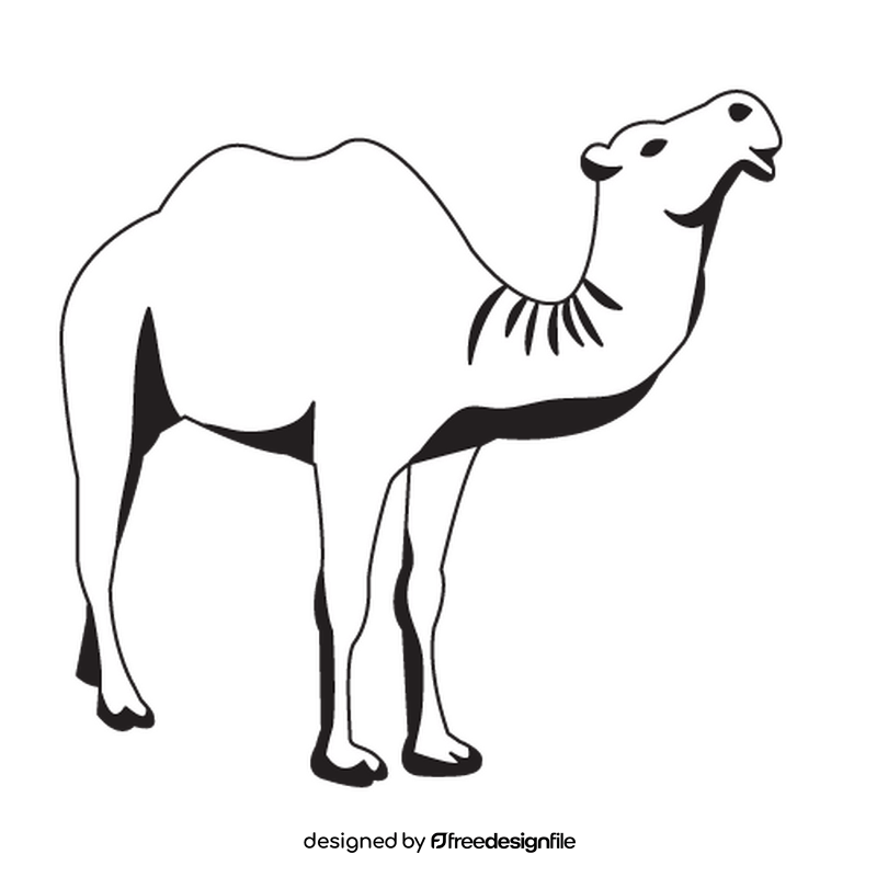 Camel cartoon animal black and white clipart