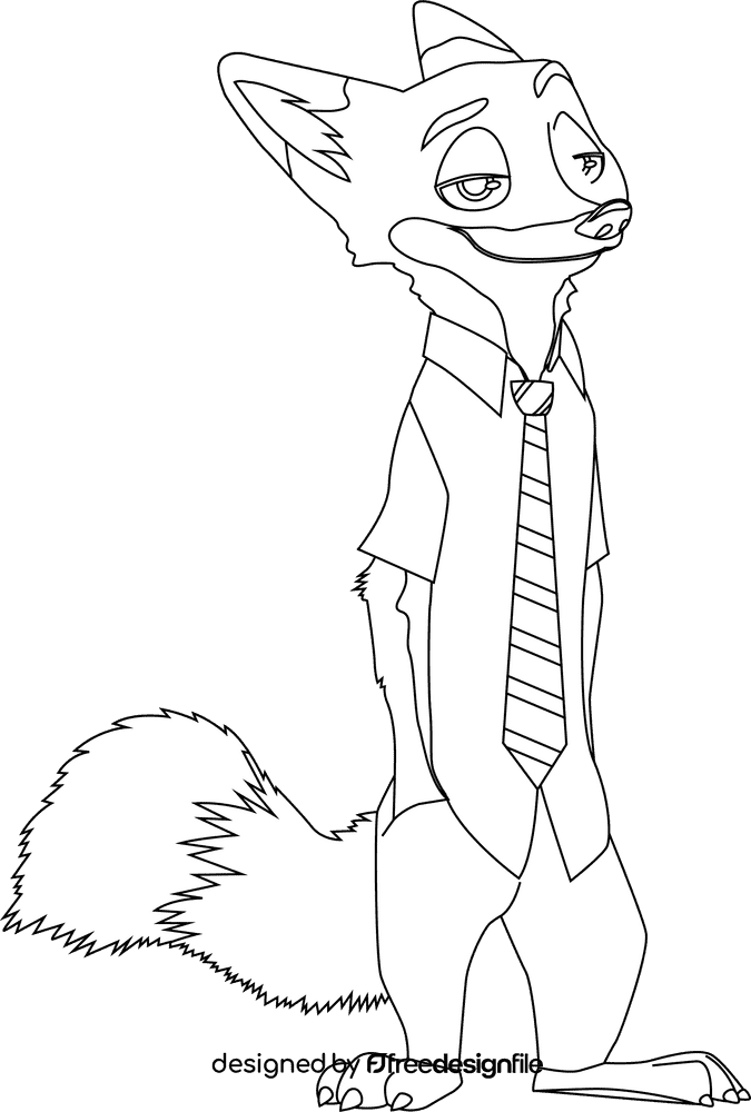 Nick Fox Zootopia black and white clipart