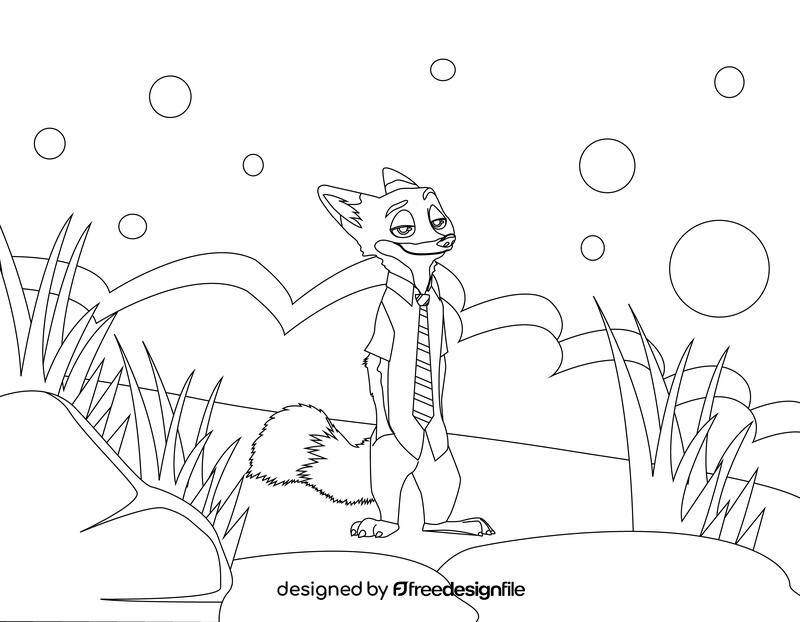 Nick Fox Zootopia black and white vector