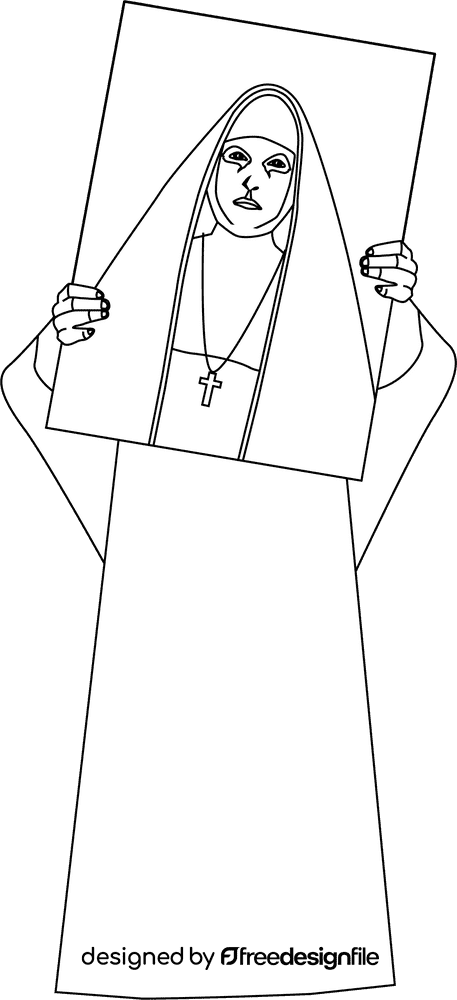 The Conjuring, Nun Painting black and white clipart