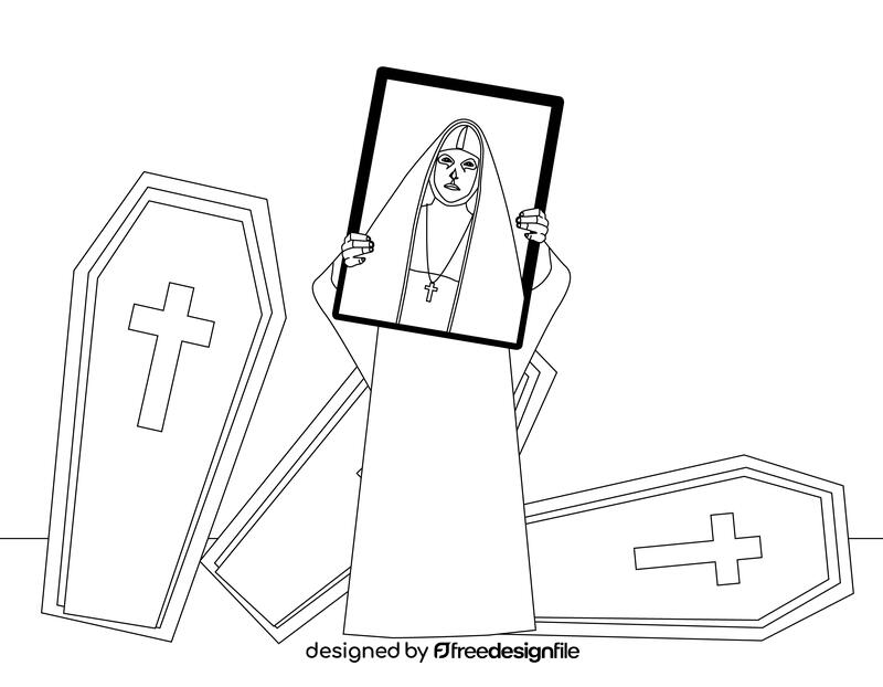 The Conjuring, Nun Painting black and white vector