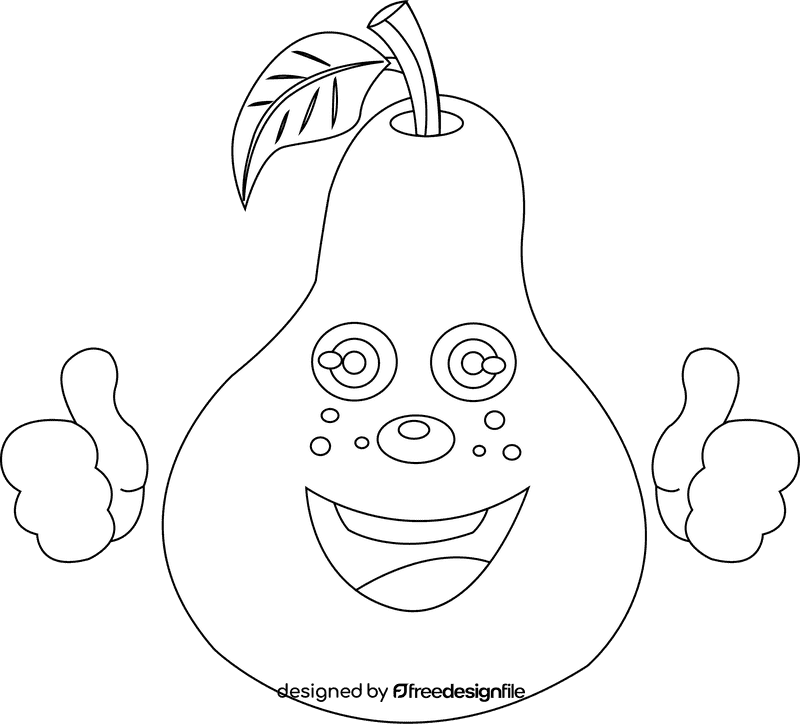 Pear Funny black and white clipart