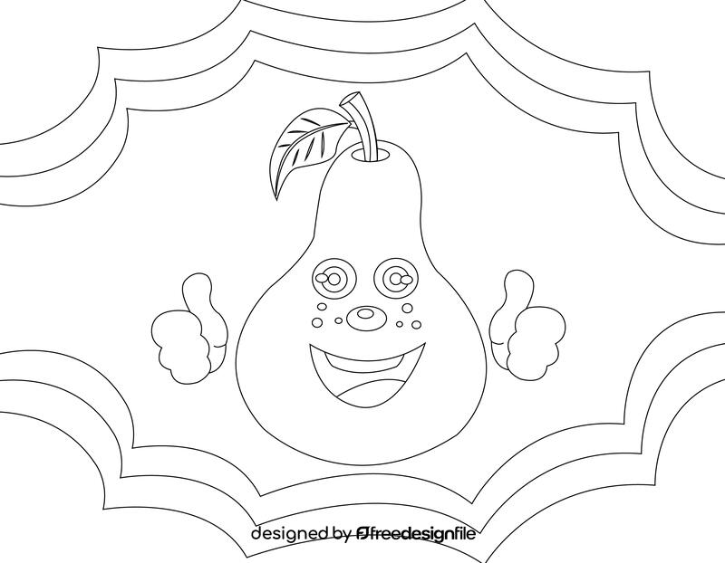 Pear Funny black and white vector