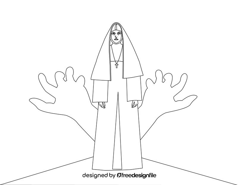 The Conjuring, Nun Painting black and white vector