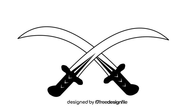 Emblem of Saudi Arabia, swords black and white clipart