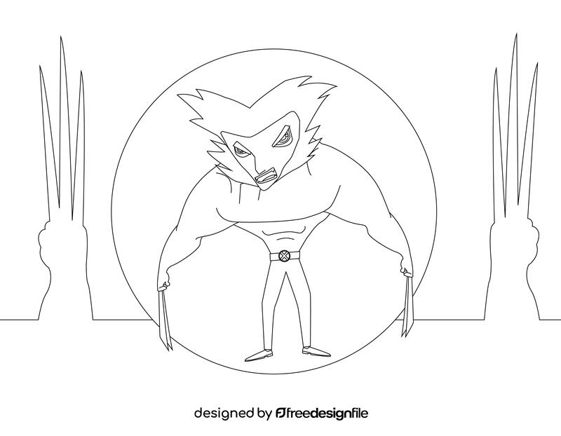 Wolverine X Men black and white vector