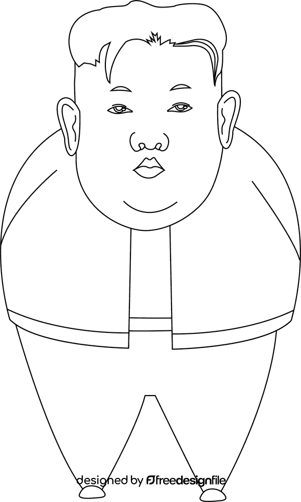 Kim Jong Un cartoon black and white clipart