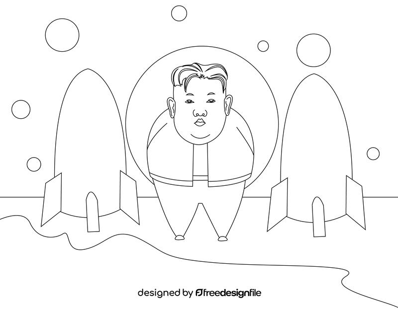 Kim Jong Un cartoon black and white vector