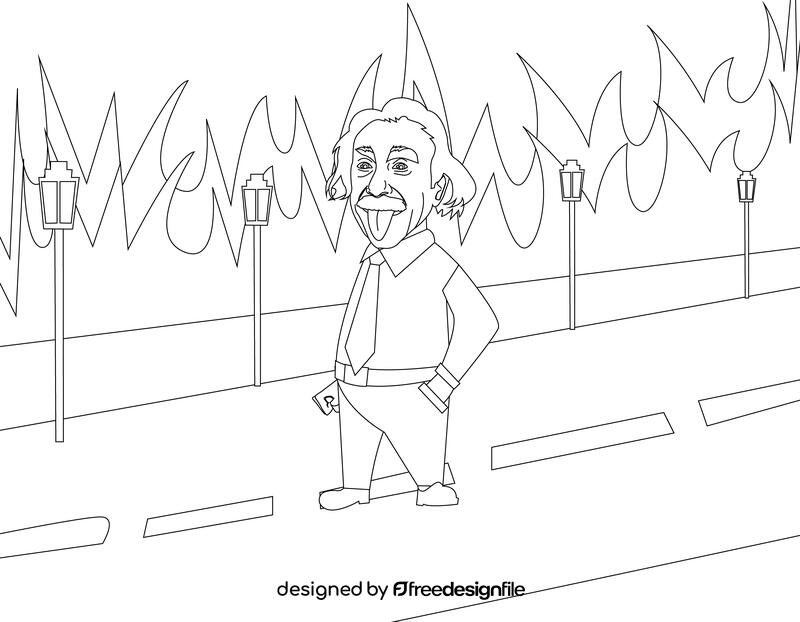 Einstein cartoon black and white vector