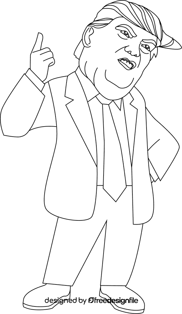 Donald Trump cartoon black and white clipart