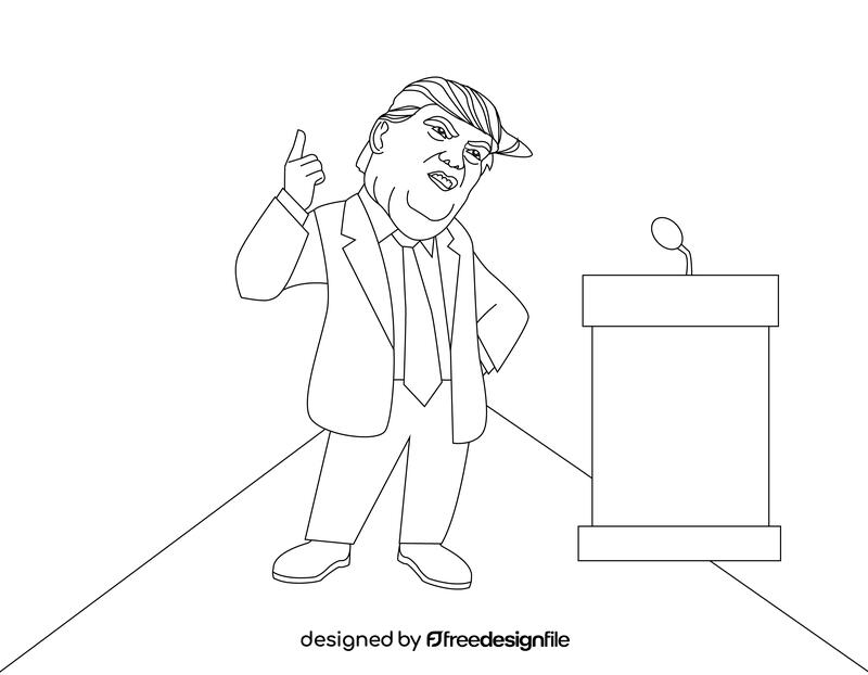 Donald Trump cartoon black and white vector