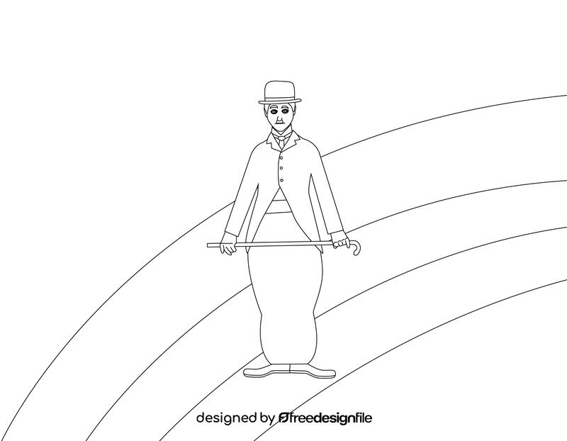 Funny Charlie Chaplin cartoon black and white vector