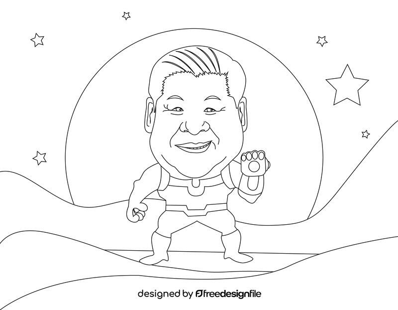 Xi Jinping The villain cartoon black and white vector