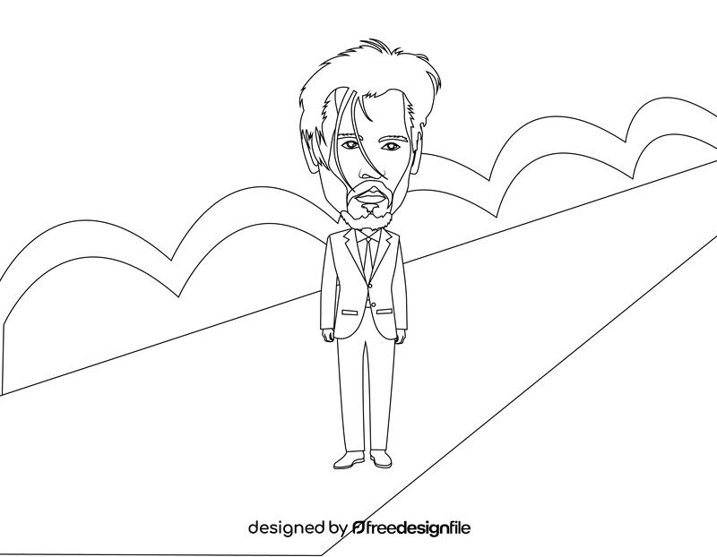 Johnny Depp cartoon black and white vector