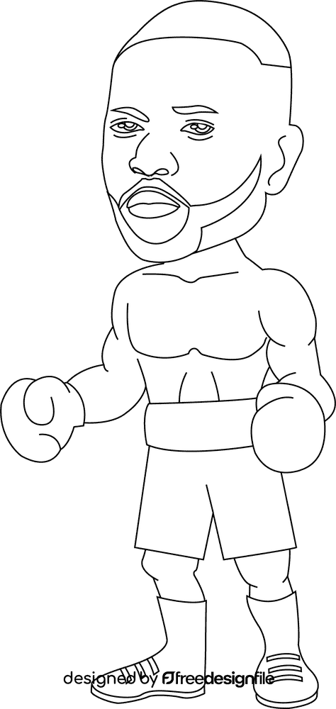 Roy Jones Jr cartoon black and white clipart