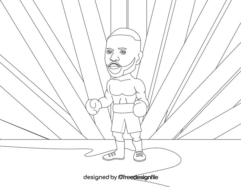 Roy Jones Jr cartoon black and white vector