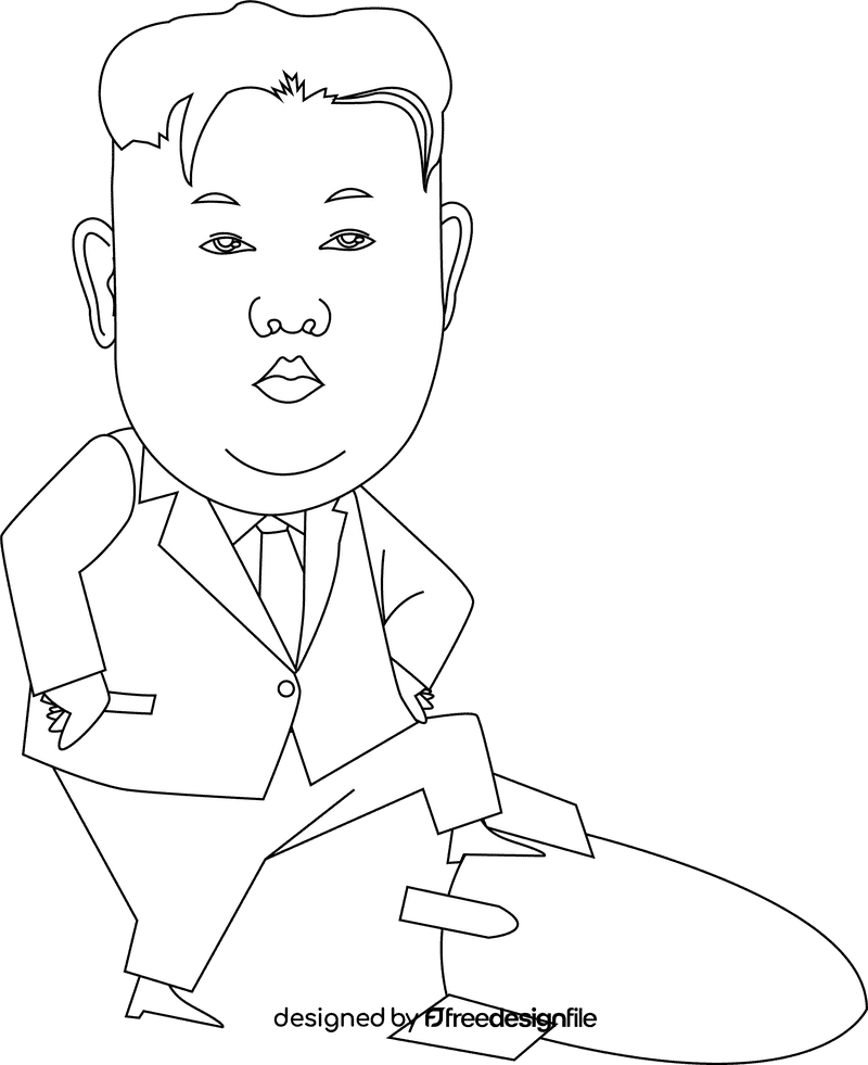 Kim Jong Un cartoon black and white clipart