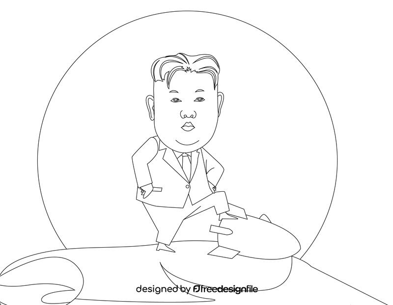 Kim Jong Un cartoon black and white vector