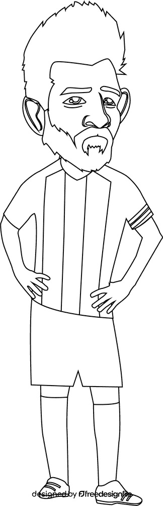 Lionel Messi cartoon black and white clipart