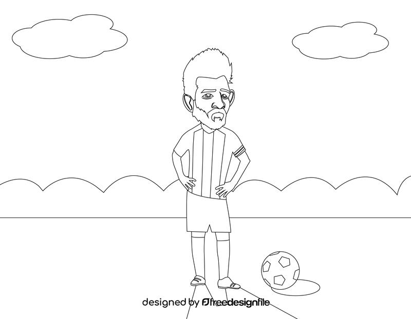 Lionel Messi cartoon black and white vector