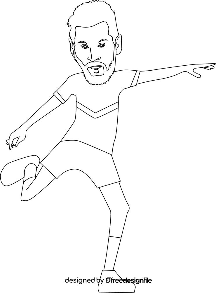 Messi cartoon black and white clipart