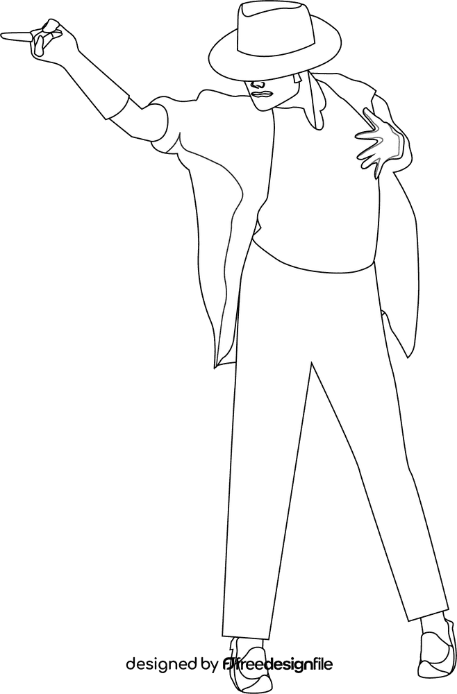 Michael Jackson Dance Step cartoon black and white clipart