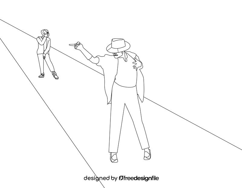 Michael Jackson Dance Step cartoon black and white vector