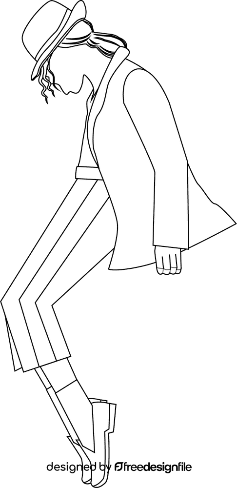 Micheal Jackson Moonwalk cartoon black and white clipart