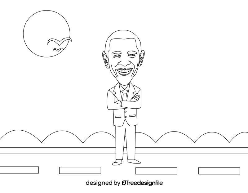 Barack obama cartoon black and white vector