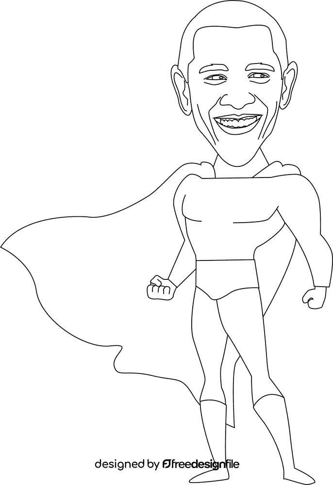 Barack obama superhero Cartoon black and white clipart