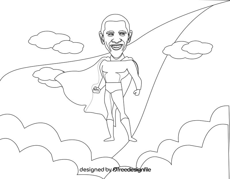 Barack obama superhero Cartoon black and white vector