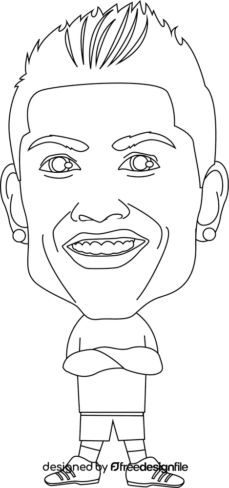 Cristiano Ronaldo cartoon black and white clipart