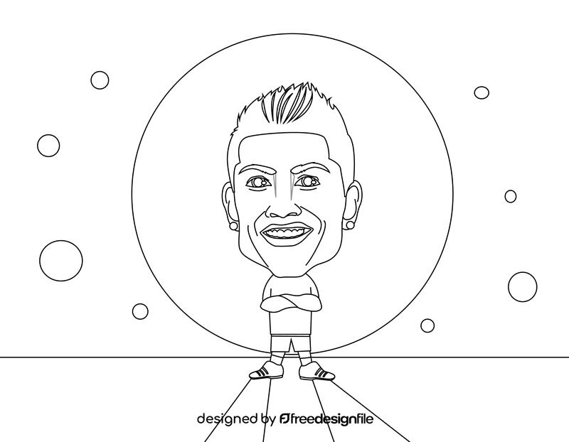 Cristiano Ronaldo cartoon black and white vector