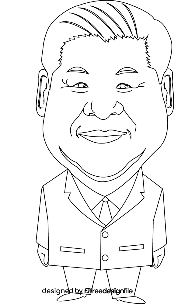 Xi Jinping cartoon black and white clipart