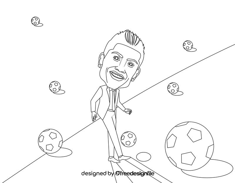 Cristiano Ronaldo Cartoon black and white vector