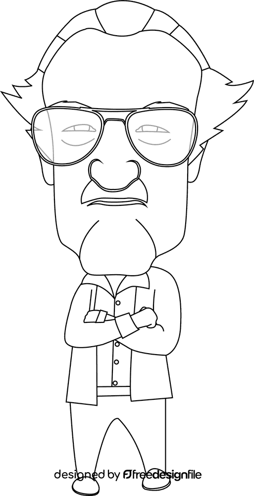 Stan Lee cartoon black and white clipart