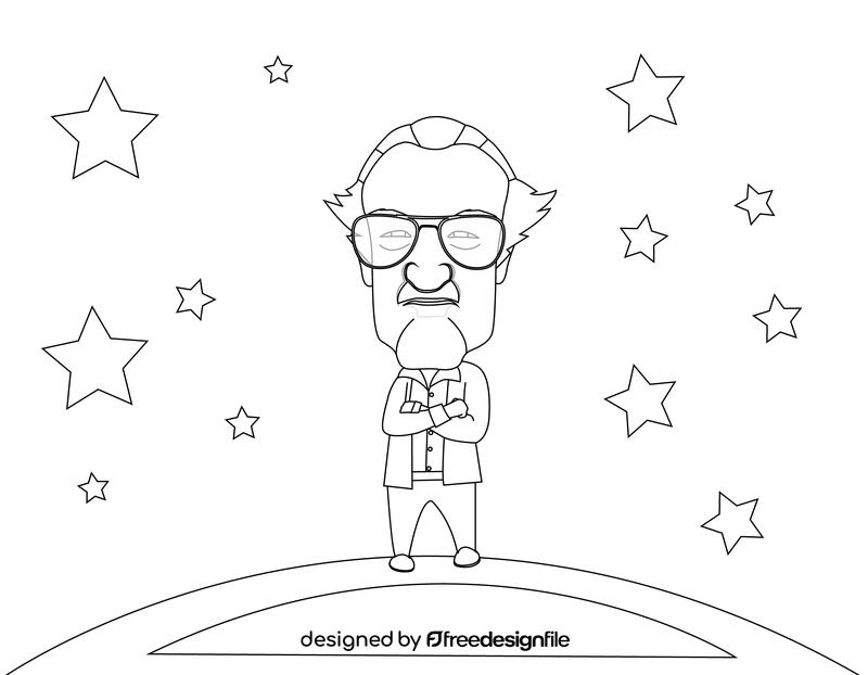 Stan Lee cartoon black and white vector