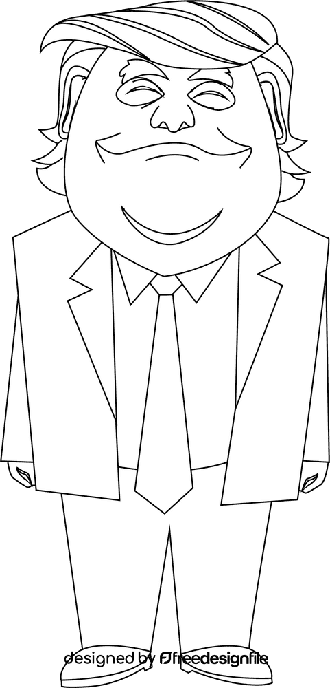 Donald Trump cartoon black and white clipart