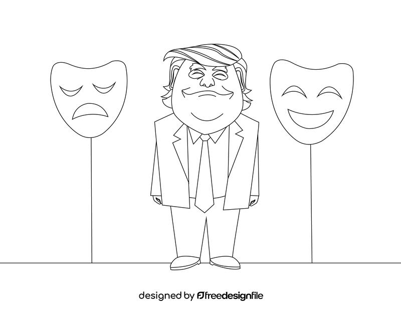 Donald Trump cartoon black and white vector