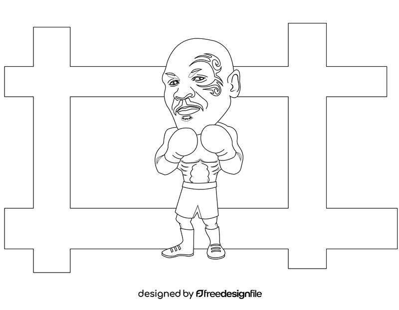 Mike Tyson cartoon black and white vector