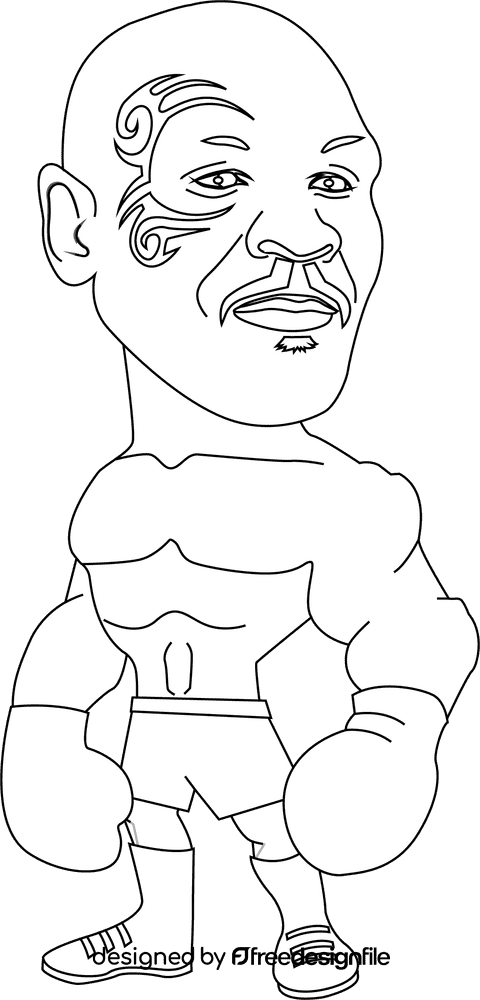 Mike Tyson Superhero cartoon black and white clipart