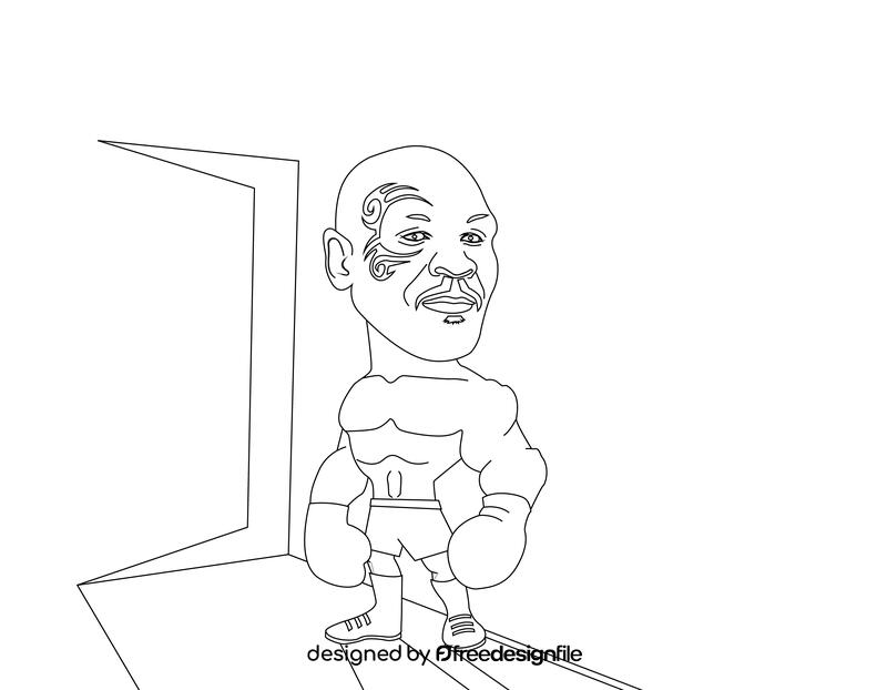 Mike Tyson Superhero cartoon black and white vector