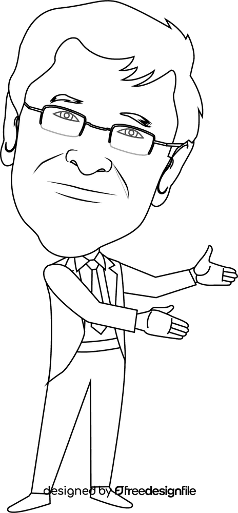 Bill Gates Cartoon black and white clipart